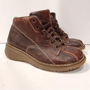 Dr. Martents Brown Leather Boots Claudia Flower Daisy Chunky Size 7 Vintage Doc